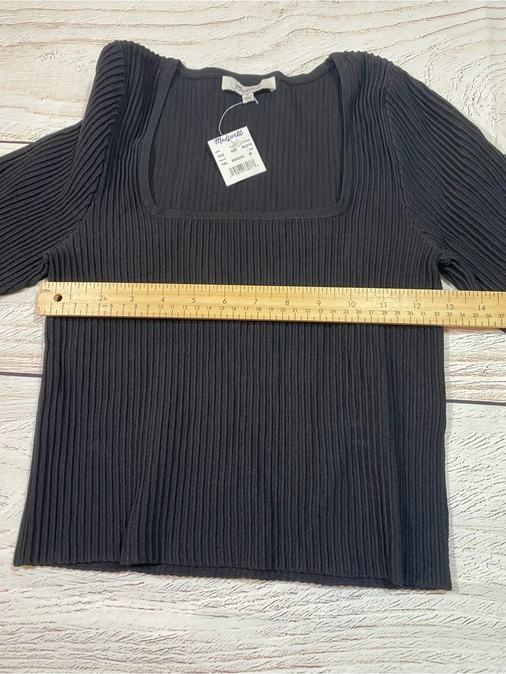 Madewell Ottoman Pullover Crop Black Ribbed Sweater Long Sleeve Medium - Picture 8 of 13